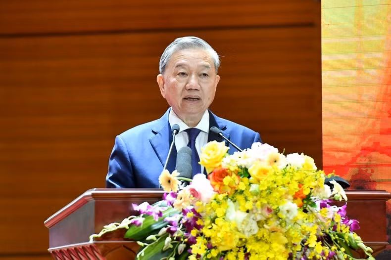 Tổng Bí thư Tô Lâm phát biểu tại buổi gặp mặt. (Ảnh: ĐĂNG KHOA)