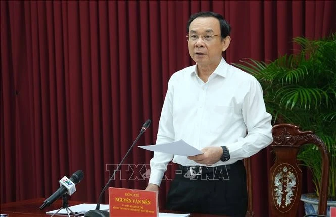 Đồng chí Nguyễn Văn Nên, Ủy viên Bộ Chính trị, Thường trực Tiểu ban Văn kiện Đại hội XIV. Ảnh tư liệu: Thanh Liêm/TTXVN