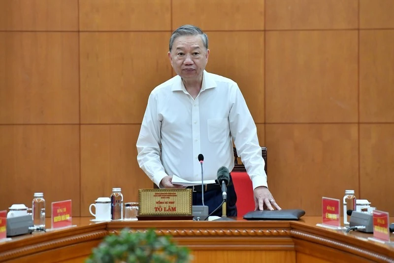 Tổng Bí thư Tô Lâm phát biểu tại cuộc họp. (Ảnh: ĐĂNG KHOA)