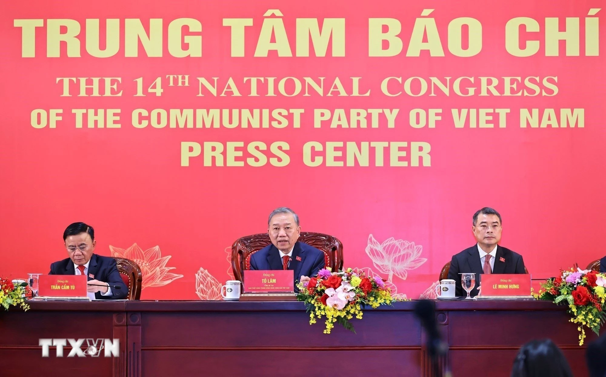 Tổng Bí thư Tô Lâm chủ trì họp báo công bố kết quả Đại hội XIV của Đảng. (Ảnh: TTXVN)