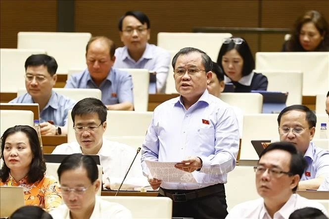 Đại biểu Quốc hội tỉnh Bà Rịa - Vũng Tàu Nguyễn Tâm Hùng phát biểu. Ảnh: Doãn Tấn/TTXVN