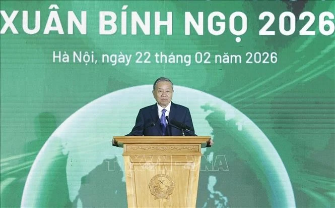 Tổng Bí thư Tô Lâm phát biểu chỉ đạo và phát động “Tết trồng cây đời đời nhớ ơn Bác Hồ” Xuân Bính Ngọ 2026. Ảnh: Thống Nhất/TTXVN