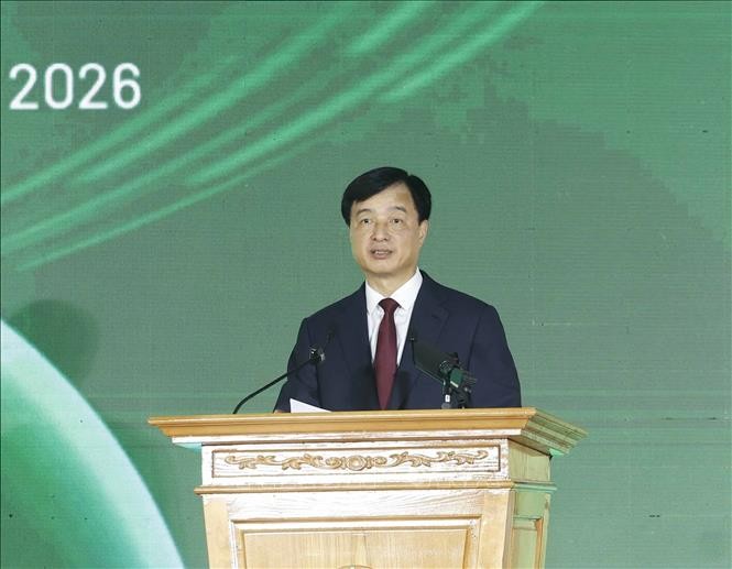 Đồng chí Nguyễn Duy Ngọc, Ủy viên Bộ Chính trị, Bí thư Thành ủy Hà Nội phát biểu. Ảnh: Thống Nhất/TTXVN