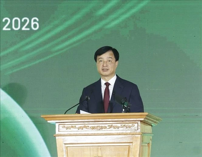 Đồng chí Nguyễn Duy Ngọc, Ủy viên Bộ Chính trị, Bí thư Thành ủy Hà Nội phát biểu. Ảnh: Thống Nhất/TTXVN