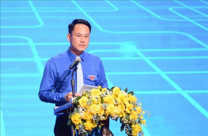 Ông Nguyễn Kim Quy, Phó Chủ tịch thường trực Liên hiệp thanh niên Việt Nam phát biểu.