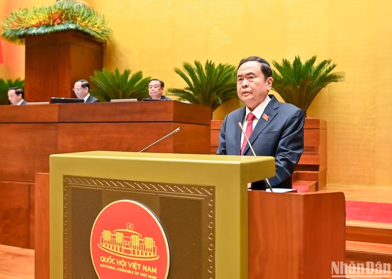 Chủ tịch Quốc hội Trần Thanh Mẫn phát biểu khai mạc Kỳ họp. (Ảnh: DUY LINH)