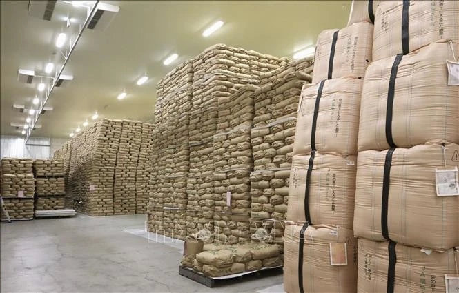 Gạo được trữ tại kho ở tỉnh Fukushima, Nhật Bản. Ảnh tư liệu: Kyodo/TTXVN