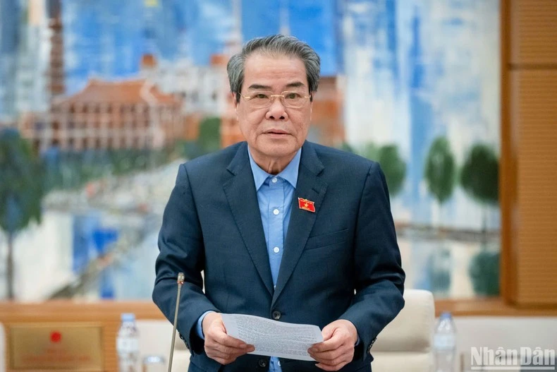 Chủ nhiệm Ủy ban Dân nguyện và Giám sát của Quốc hội Dương Thanh Bình trình bày báo cáo công tác dân nguyện của Quốc hội tháng 2/2025. (Ảnh: DUY LINH)
