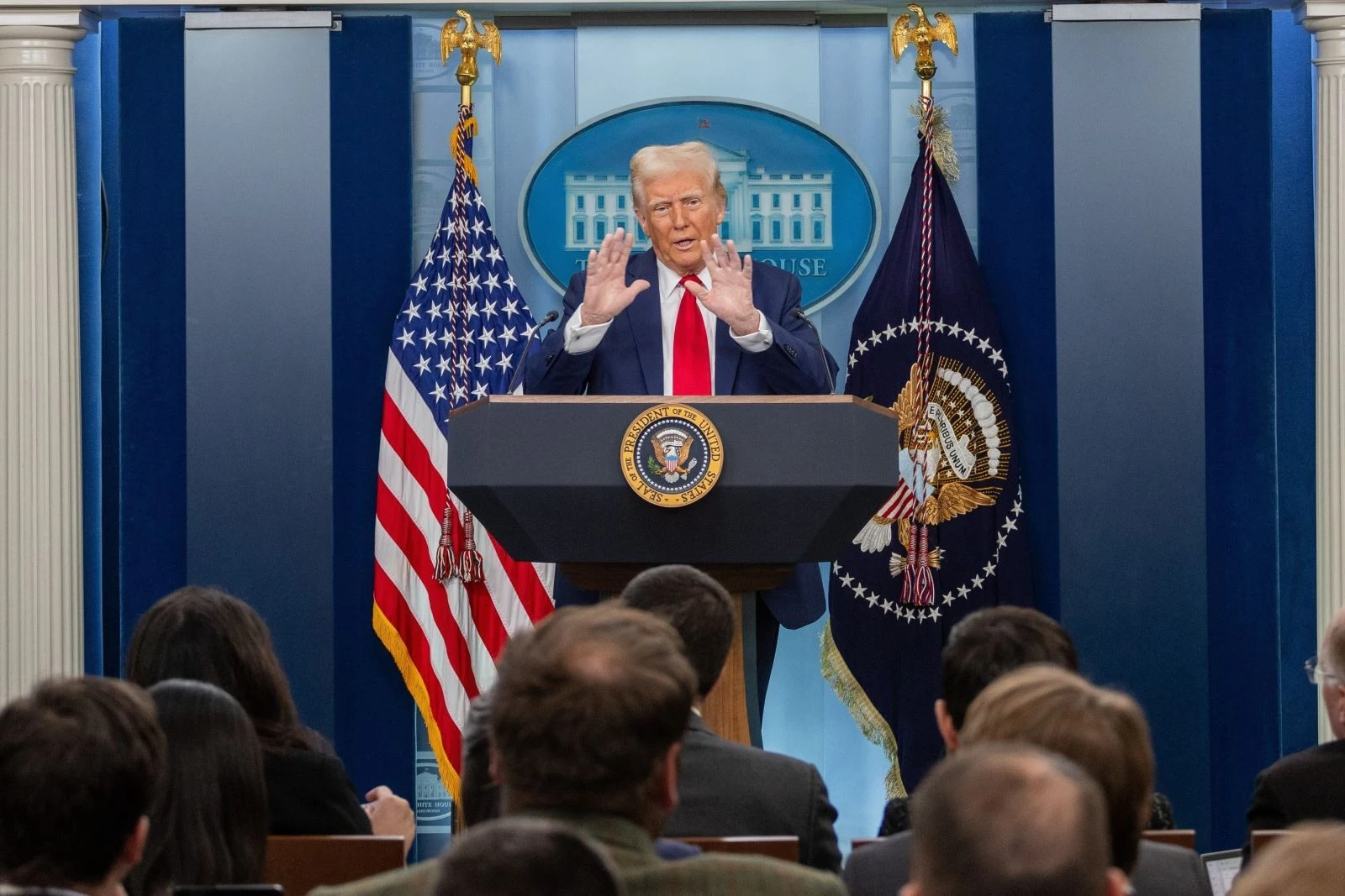 Tổng thống Mỹ Donald Trump phát biểu tại cuộc họp báo ở Nhà Trắng, Washington, D.C. Ảnh: THX/TTXVN