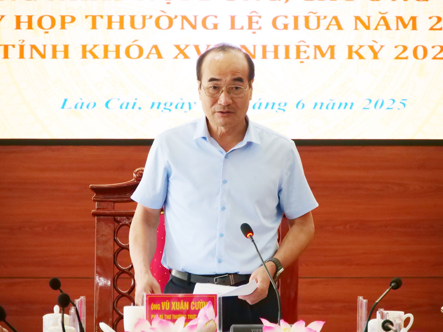 Đồng chí Vũ Xuân Cường, Phó Bí thư Thường trực Tỉnh ủy, Chủ tịch HĐND tỉnh kết luận hội nghị. hd3.jpg