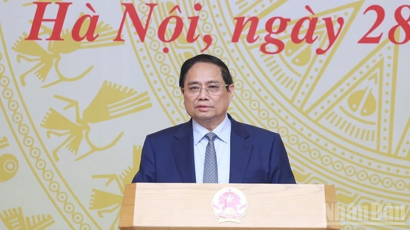 Thủ tướng Phạm Minh Chính phát biểu ý kiến tại Phiên họp lần thứ 12 Hội đồng Thi đua-Khen thưởng Trung ương. (Ảnh: Trần Hải)