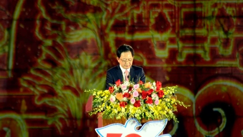 Bí thư Tỉnh ủy Bình Định phát biểu tại buổi lễ.