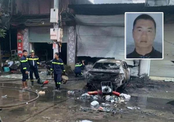 Hình ảnh đối tượng Nguyễn Văn Thụ và hiện trường vụ cháy.