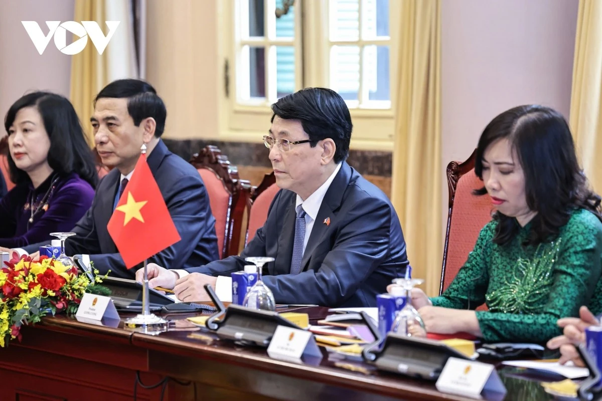 Chủ tịch nước Lương Cường phát biểu tại Hội đàm