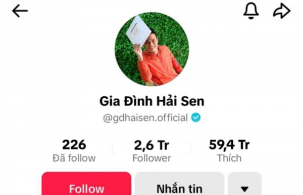 Kênh TikTok với 2,6 triệu lượt follow "Gia đình Hải Sen". Kênh TikTok với 2,6 triệu lượt follow "Gia đình Hải Sen".