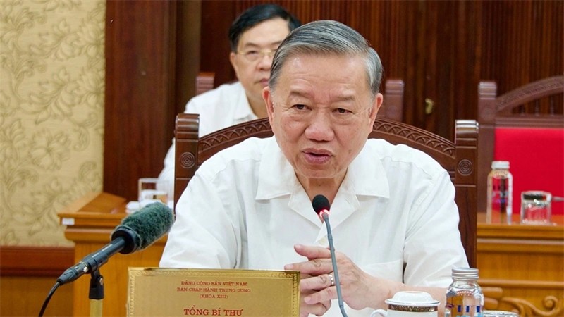 Tổng Bí thư Tô Lâm chủ trì cuộc họp. Ảnh: Vov Tổng Bí thư Tô Lâm chủ trì cuộc họp. Ảnh: Vov