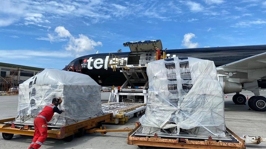 Hàng cứu trợ của Trung tâm Điều phối ASEAN về hỗ trợ nhân đạo trong thiên tai gửi tới các địa phương của Việt Nam bị ảnh hưởng bởi bão Yagi. Ảnh: Đại sứ quán Nhật Bản