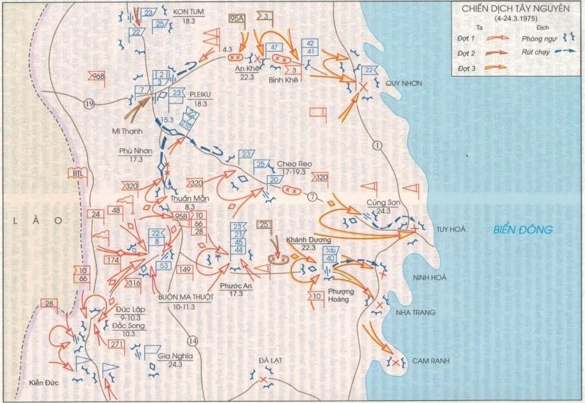 Bản đồ chiến dịch Tây Nguyên (Ảnh: Bách Khoa toàn thư Quân sự Việt Nam)
