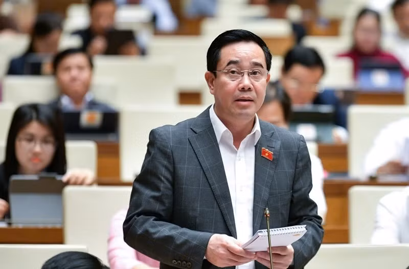 Đại biểu Nguyễn Văn Huy (Đoàn Thái Bình) phát biểu.