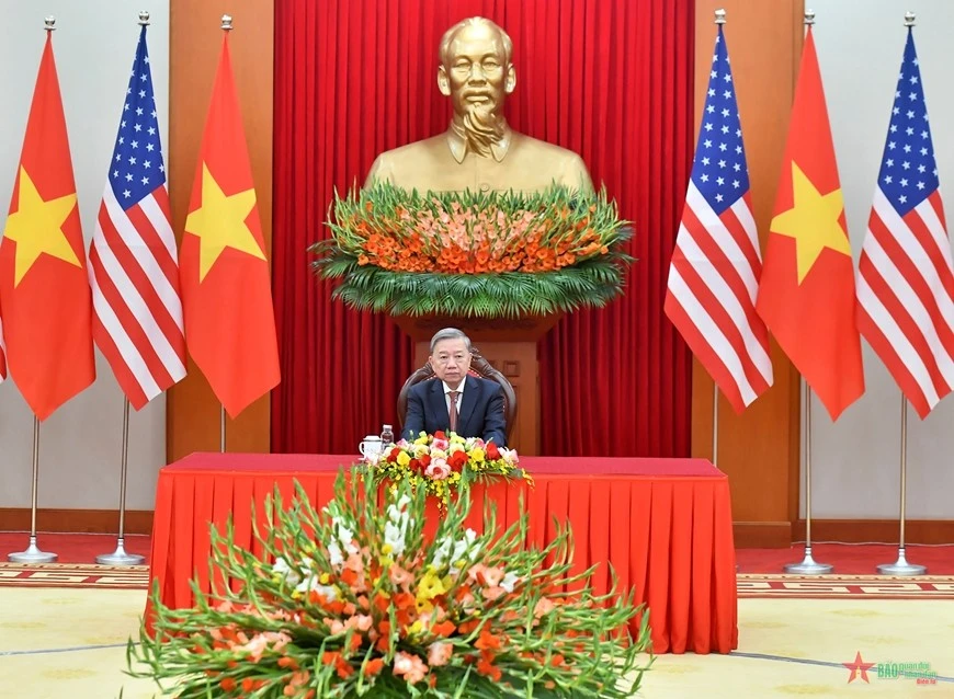 Tổng Bí thư Tô Lâm điện đàm với Tổng thống đắc cử Hoa Kỳ Donald Trump. Ảnh: NGUYỄN KHOA