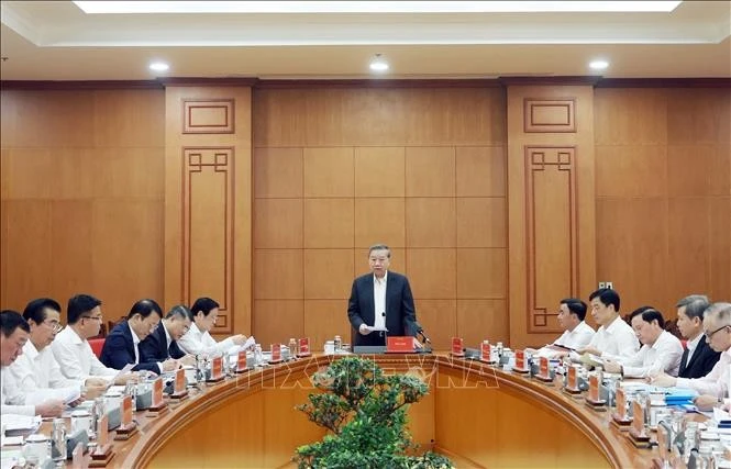 Tổng Bí thư Tô Lâm, Trưởng Ban Chỉ đạo về phòng, chống tham nhũng, lãng phí, tiêu cực phát biểu. Ảnh: Thống Nhất/TTXVN