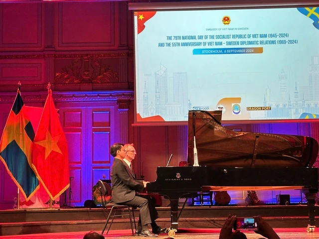 Tiết mục biểu diễn kết hợp giữa nghệ sĩ Việt Nam và nghệ sĩ Thụy Điển.