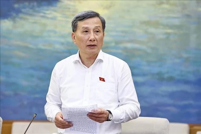 Chủ nhiệm Ủy ban Khoa học, Công nghệ và Môi trường của Quốc hội Lê Quang Huy phát biểu. Ảnh: Doãn Tấn/TTXVN