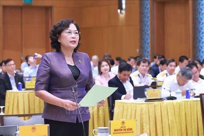 Thống đốc Ngân hàng Nhà nước Việt Nam Nguyễn Thị Hồng phát biểu. Ảnh: Dương Giang/TTXVN