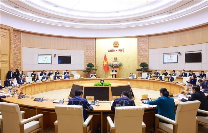 Phiên họp Chính phủ đánh giá tình hình kinh tế khu vực và thế giới. Ảnh: Dương Giang/TTXVN
