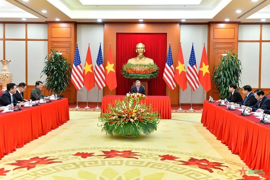 Tổng Bí thư Tô Lâm điện đàm với Tổng thống đắc cử Hoa Kỳ Donald Trump. Ảnh: NGUYỄN KHOA