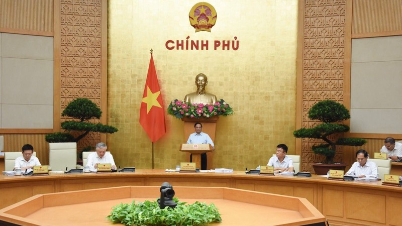 Thủ tướng Phạm Minh Chính chủ trì Phiên họp Chính phủ thường kỳ tháng 8/2024 (Ảnh: TRẦN HẢI). Thủ tướng Phạm Minh Chính chủ trì Phiên họp Chính phủ thường kỳ tháng 8/2024 (Ảnh: TRẦN HẢI).