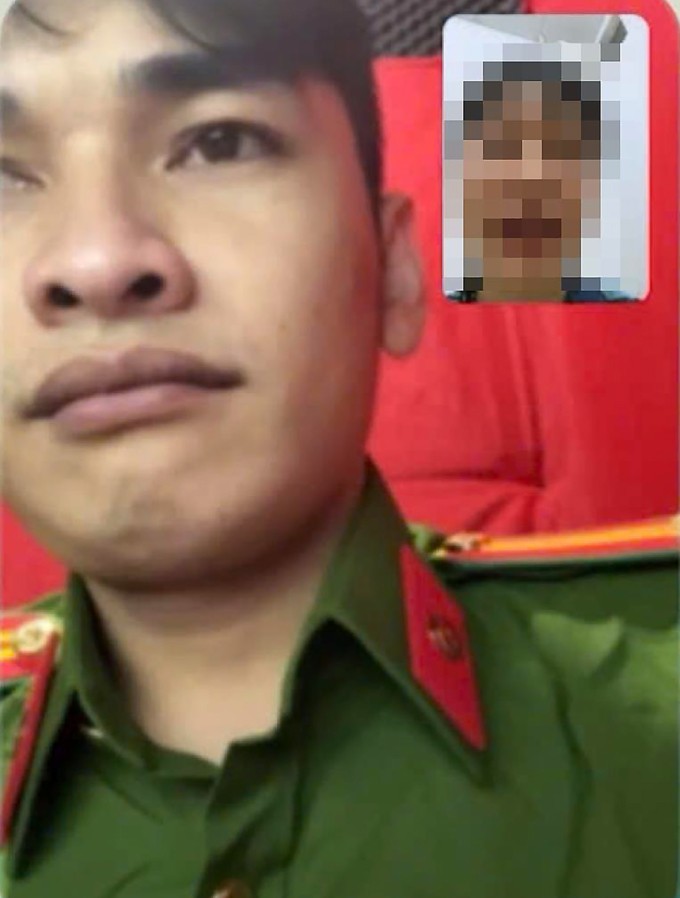 Cuộc gọi video của kẻ giả trung tá công an để lừa đảo. Ảnh: Công an Đồng Nai Cuộc gọi video của kẻ giả trung tá công an để lừa đảo. Ảnh: Công an Đồng Nai