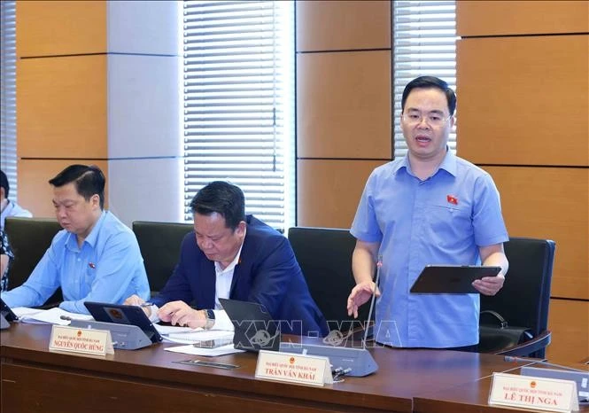 Đại biểu Quốc hội tỉnh Hà Nam Trần Văn Khải thảo luận ở tổ. Ảnh: Phương Hoa/TTXVN