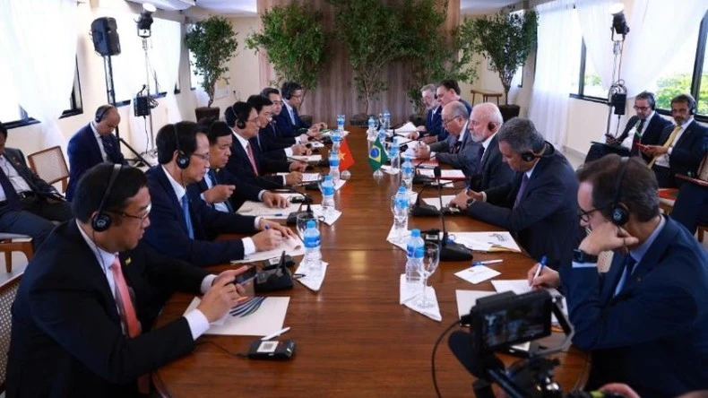 Quang cảnh buổi hội đàm. (Ảnh: Dương Giang/TTXVN)