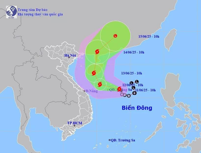 Vị trí và đường đi của bão số 1. (Nguồn: Trung tâm Dự báo Khí tượng Thủy văn Quốc gia) Vị trí và đường đi của bão số 1. (Nguồn: Trung tâm Dự báo Khí tượng Thủy văn Quốc gia)