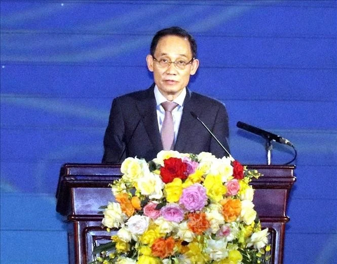 Bí thư Trung ương Đảng, Trưởng Ban Đối ngoại Trung ương Lê Hoài Trung phát biểu khai mạc Festival Ninh Bình lần thứ III. Ảnh: Hải Yến/TTXVN