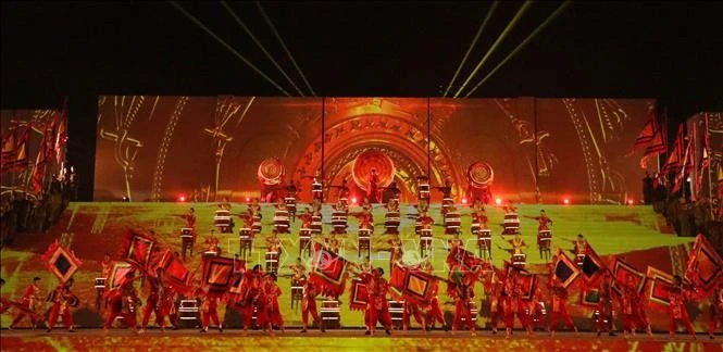 Chương trình nghệ thuật tại Lễ khai mạc Festival Ninh Bình lần thứ III - chương I: "Nhất thống". Ảnh: Hải Yến/TTXVN