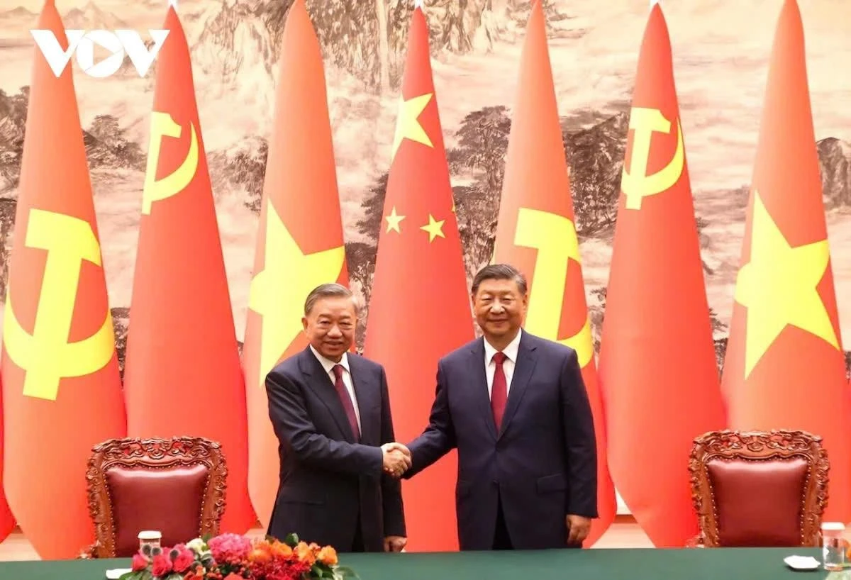 Tổng Bí thư Tô Lâm và Tổng Bí thư, Chủ tịch nước Trung Quốc Tập Cận Bình tại Bắc Kinh, Trung Quốc hồi tháng 8/2024