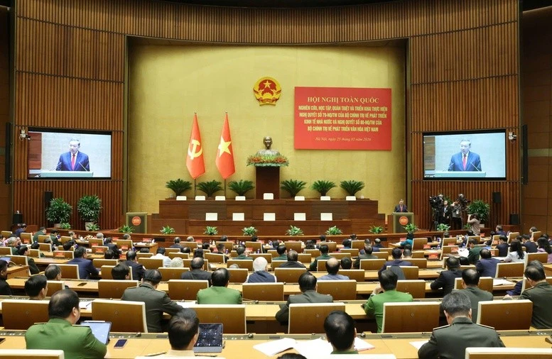 Tổng Bí thư Tô Lâm: Kinh tế nhà nước cùng với kinh tế tư nhân đã tạo thành hai trụ cột quan trọng của nền kinh tế thị trường định hướng xã hội chủ nghĩa - Ảnh VGP/Nhật Bắc