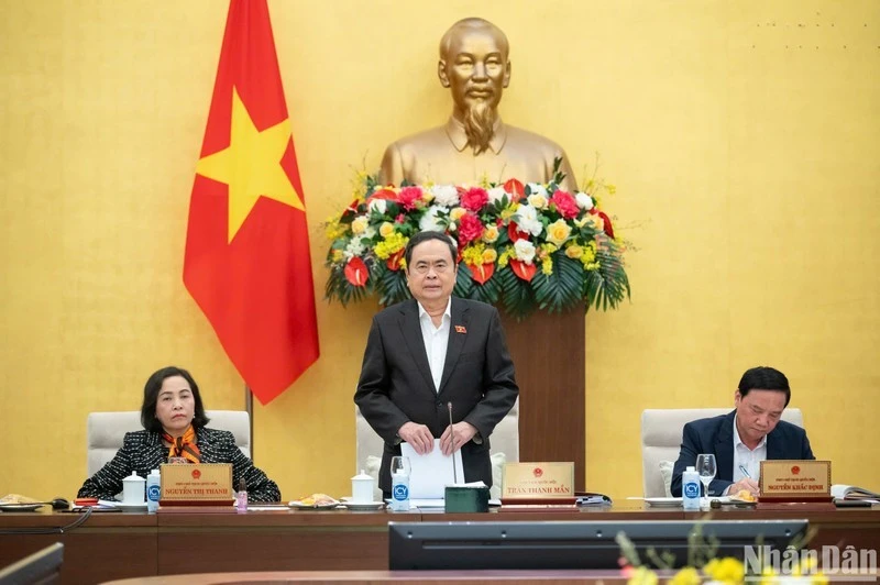 Chủ tịch Quốc hội Trần Thanh Mẫn phát biểu tại phiên họp. (Ảnh: DUY LINH)