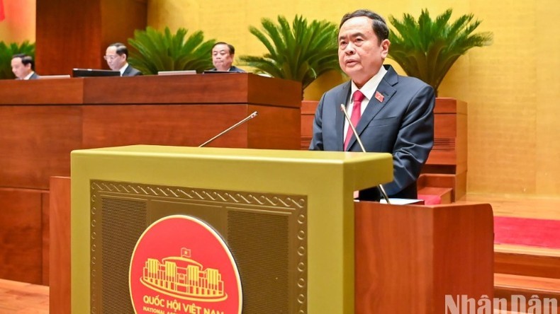 Chủ tịch Quốc hội Trần Thanh Mẫn phát biểu khai mạc Kỳ họp. (Ảnh: DUY LINH-BÙI GIANG) Chủ tịch Quốc hội Trần Thanh Mẫn phát biểu khai mạc Kỳ họp. (Ảnh: DUY LINH-BÙI GIANG)
