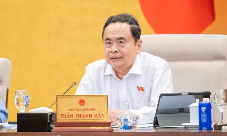 Chủ tịch Quốc hội Trần Thanh Mẫn phát biểu ý kiến tại phiên họp. (Ảnh: Media Quốc hội)