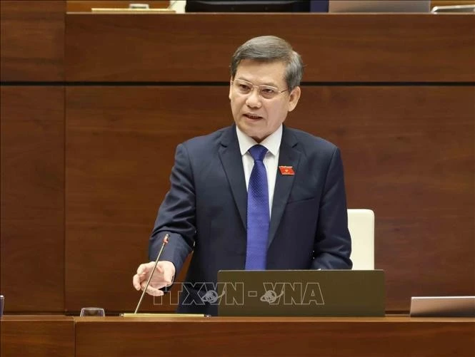 Chánh án Toà án nhân dân tối cao Lê Minh Trí giải trình, làm rõ một số vấn đề đại biểu Quốc hội nêu. Ảnh: Phương Hoa/TTXVN