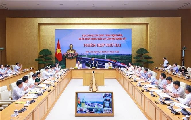 Phiên họp thứ hai Ban Chỉ đạo các công trình trọng điểm, dự án quan trọng quốc gia lĩnh vực đường sắt. Ảnh: Dương Giang/TTXVN