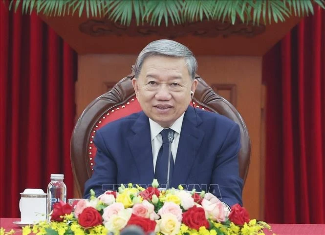 Tổng Bí thư Tô Lâm điện đàm với Chủ tịch Đảng Đại hội Dân tộc Phi (ANC), Tổng thống Cộng hòa Nam Phi Cyril Ramaphosa. Ảnh: Thống Nhất/TTXVN