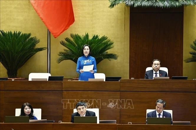 Phó Chủ tịch Quốc hội Nguyễn Thị Thanh điều hành phiên họp. Ảnh: Doãn Tấn/TTXVN