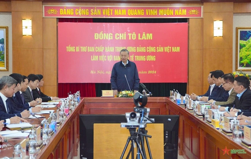 Tổng Bí thư Tô Lâm phát biểu tại buổi làm việc tại Ban Kinh tế Trung ương.