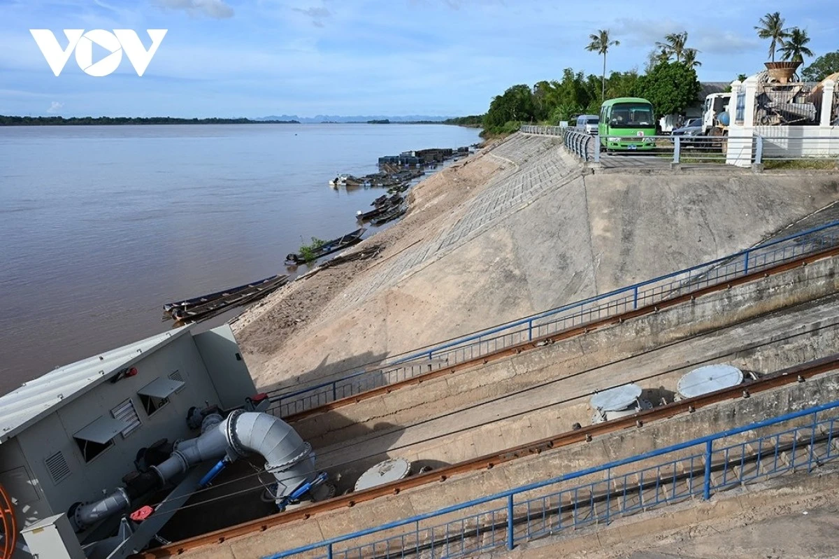 Trạm bơm đầu mối cấp nước tưới cho diện tích 500 héc-ta.