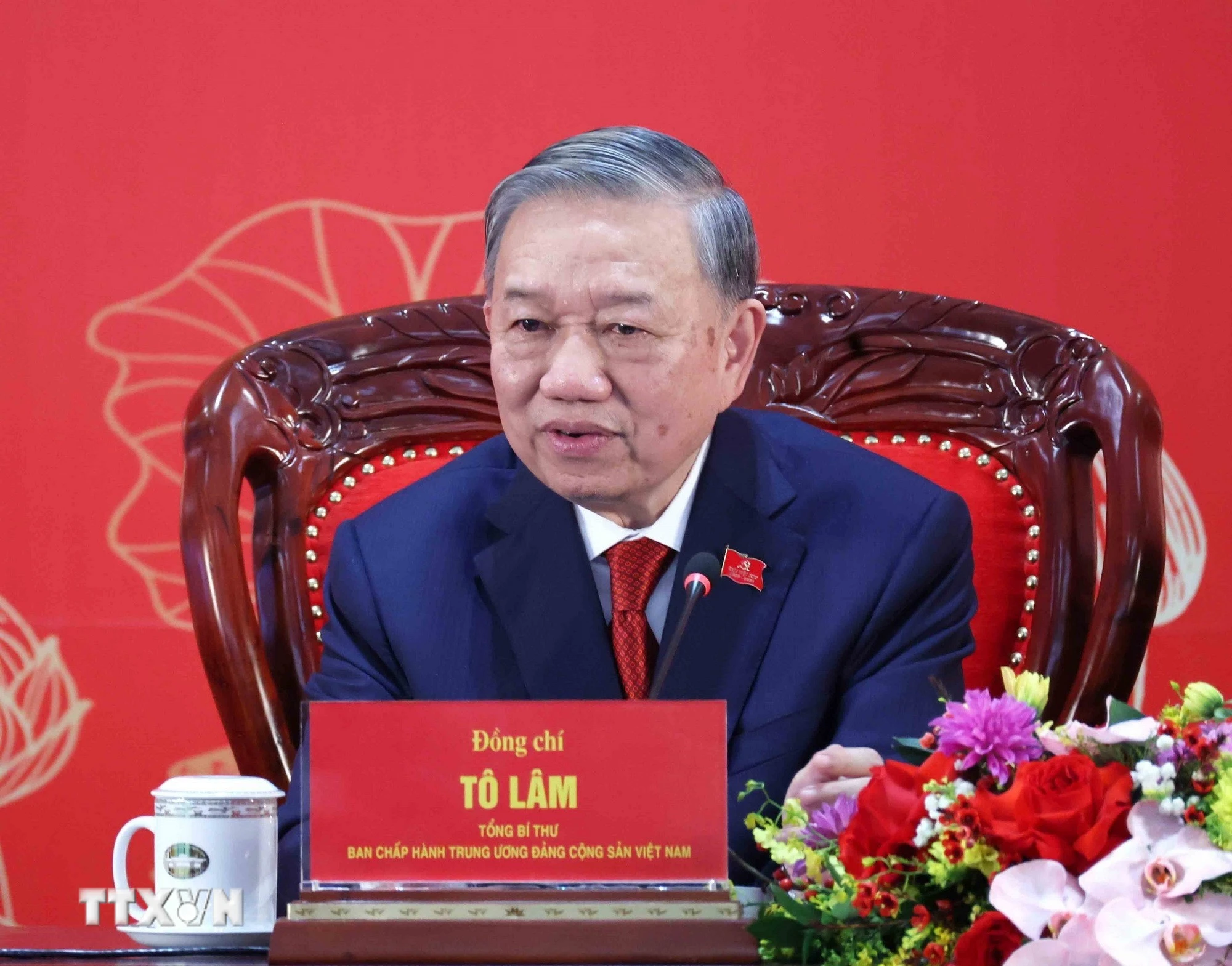 Tổng Bí thư Tô Lâm trả lời câu hỏi của phóng viên cơ quan báo chí. (Ảnh: TTXVN)