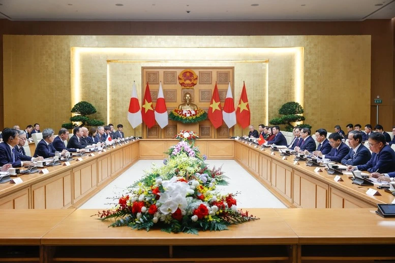 Thủ tướng Phạm Minh Chính hội đàm với Thủ tướng Nhật Bản Ishiba Shigeru - Ảnh: VGP/Nhật Bắc